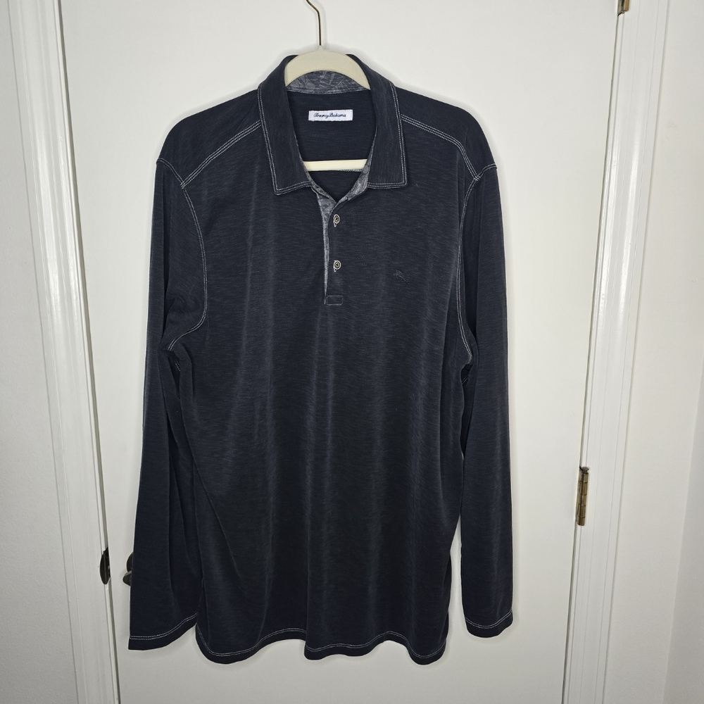 Tommy Bahama Charcoal Long Sleeve Polo Size XLT